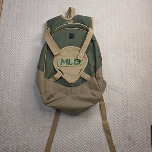 MLB Major League Baseball Backpack Olive Green Tan Canvas Utility School Bag